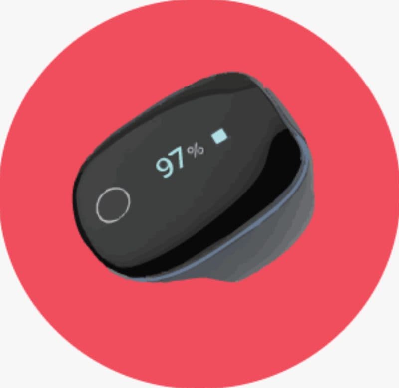 O2 Ring oximeter showing a 97% oxygen reading