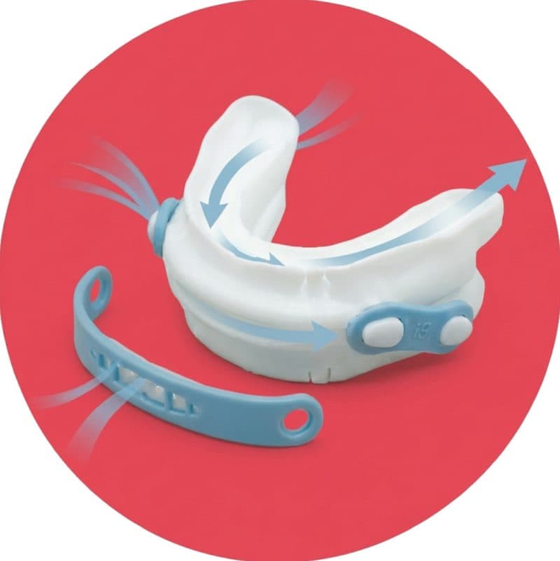 PEEP Guard oral device with airflow arrows